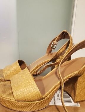 Nordstrom Woven Platform Slingback Heels in Tan